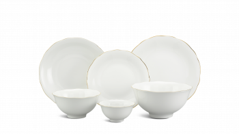 Bộ đồ ăn 14 sản phẩm - Mẫu Đơn IFP - Chỉ Vàng