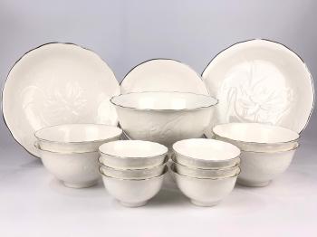 Bộ bàn ăn 14 SẢN PHẨM - Sen IFP - chỉ bạch kim