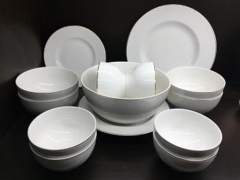Bộ đồ ăn 14 sản phẩm - Camellia - Chỉ vàng